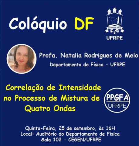 Colóquio 25/09/2025: "Correlação de Intensidade no Processo de Mistura de Quatro Ondas"