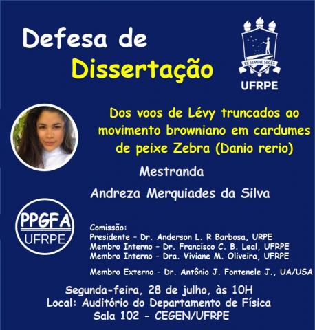 125ª Banca de Defesa de dissertação do PPG em Física Aplicada