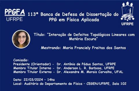 113ª Banca de Defesa de dissertação do PPG em Física Aplicada
