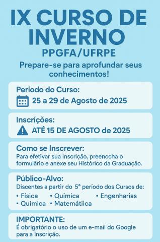 IX WINTER COURSE OF THE PPG IN APPLIED PHYSICS - ENROLLMENTS OPEN